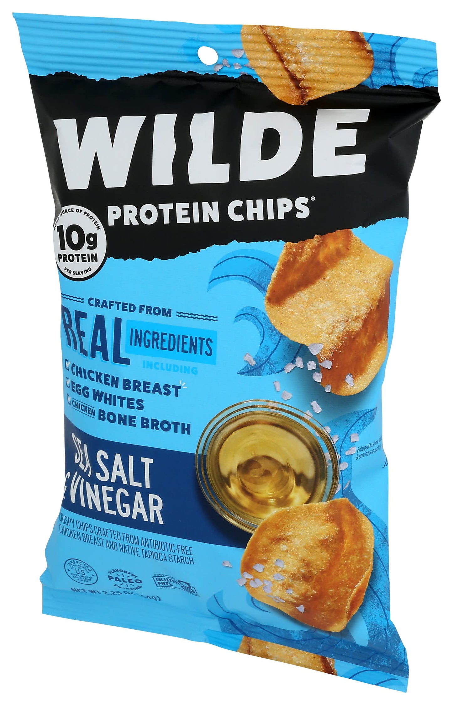 Sea Salt and Vinegar Protein Chips High Protein, Keto Friendly 2.25 oz