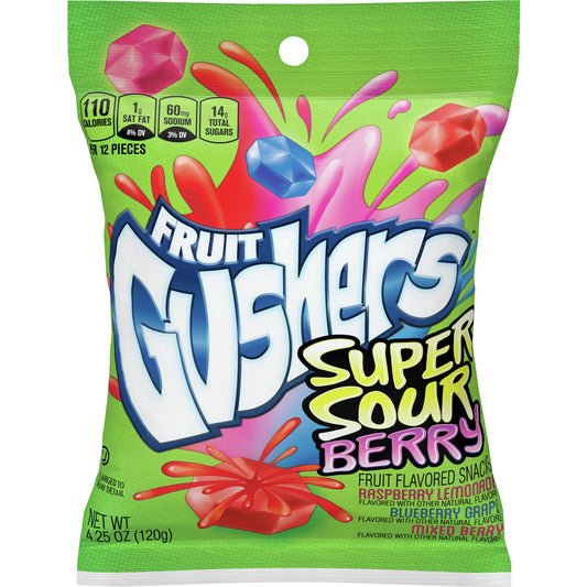 Fruit Gushers Super Sour Berry Fruit Flavored Snacks