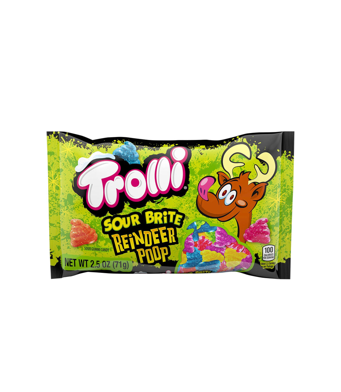 Trolli Sour Brite Gummy Reindeer Poop Candy 2.5 Oz