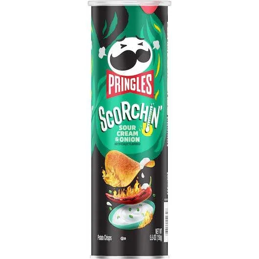 Pringles Scorchin Sour Cream and Onion Potato Crisps, 5.5 Oz