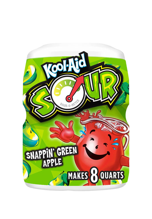 Kool-Aid Caffeine Free Sours Snappin' Green Apple Sweetened Powdered 19 oz