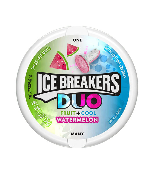 ICE BREAKERS DUO Watermelon Flavored Sugar Free Breath Mints 1.3 oz