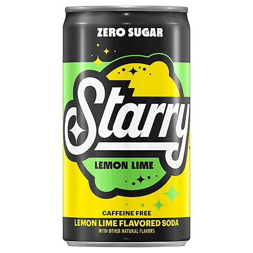 Starry Zero Sugar Lemon Lime Soda, Caffeine Free, Mini Cans, 7.5 Oz